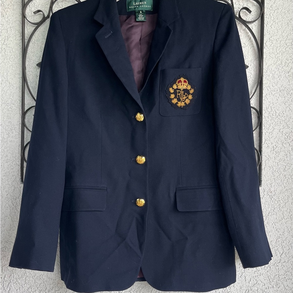 Ralph Lauren Dark Blue Wool Jacket with Gold Accents